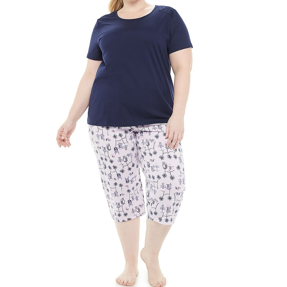 Pajama loungewear set With Eyelet Embroideries